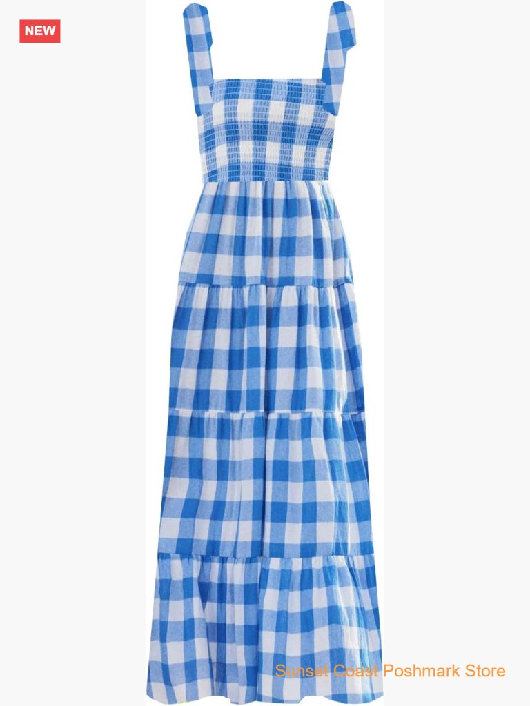 Women's Sleeveless Square Neck Boho Flowy Maxi Dress